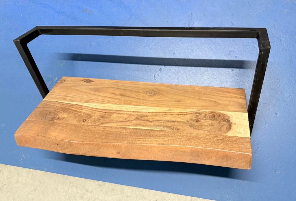 Houten wandplank met metalen beugel, Enlèvement, Comme neuf