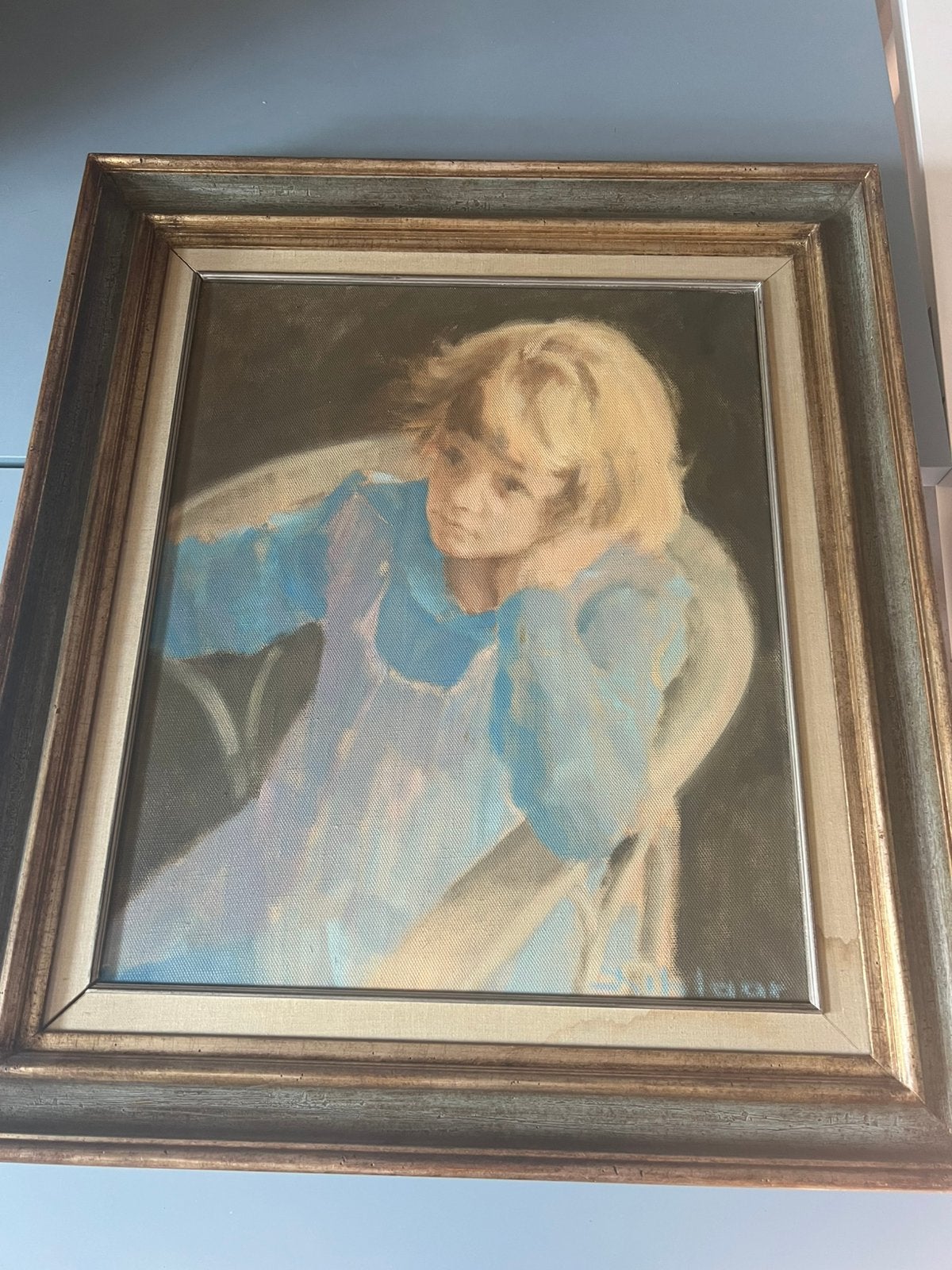 Schilderij Hans Kitslaar –Kinderportret in Schleiper-lijst, Ophalen, Doek, Portret of Personen, Impressionistisch