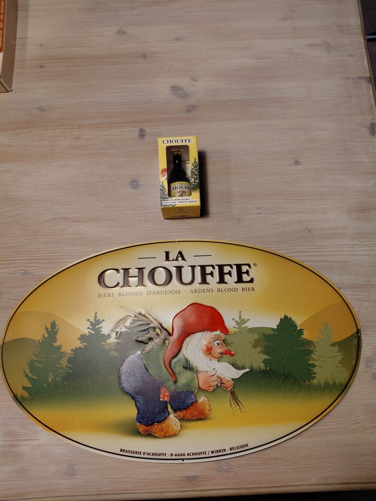 la chouffe reclamebord + kerst versiering, Verzamelen, Ophalen