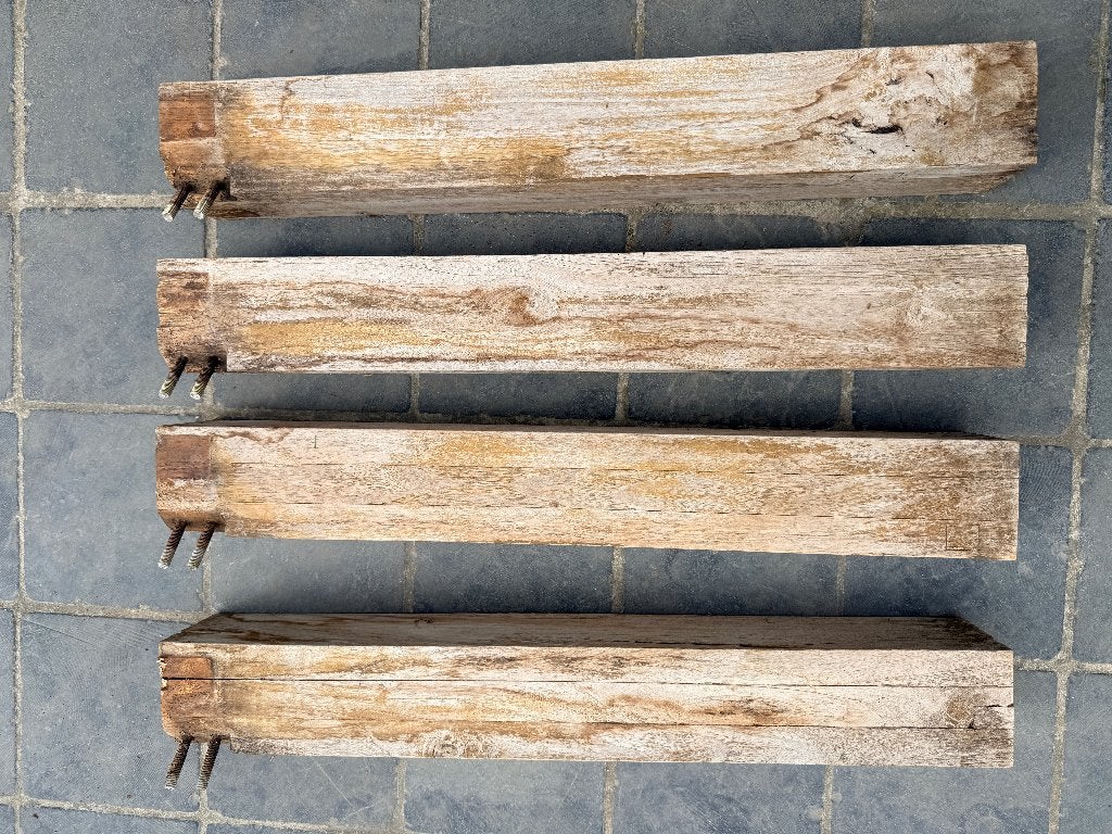 4 Massieve teak blok tafelpoten 10x10cm, Maison & Meubles, Tables | Tables à manger, Utilisé, Moins de 50 cm, 50 à 100 cm, Cinq personnes ou plus