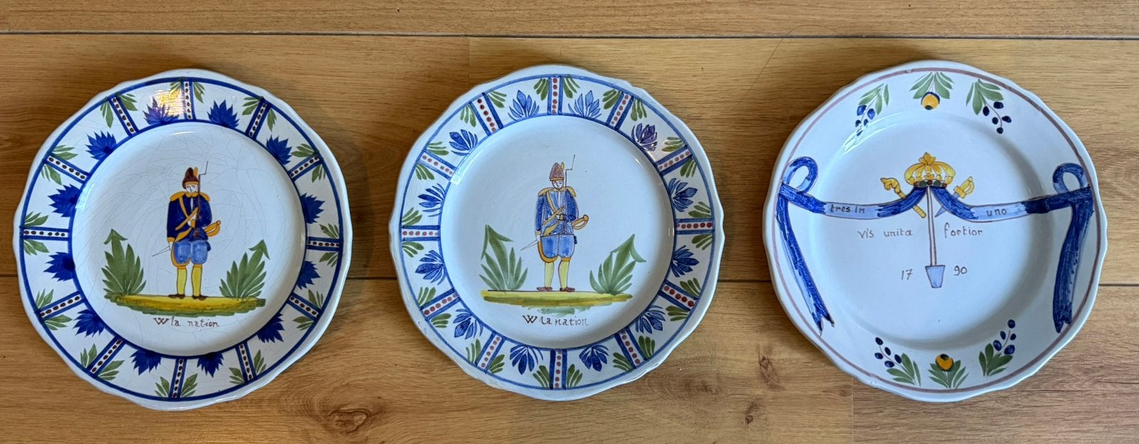 3 x HB Quimper France |Franse Revolutie 1790|vintage faience, Antiek en Kunst, Ophalen of Verzenden