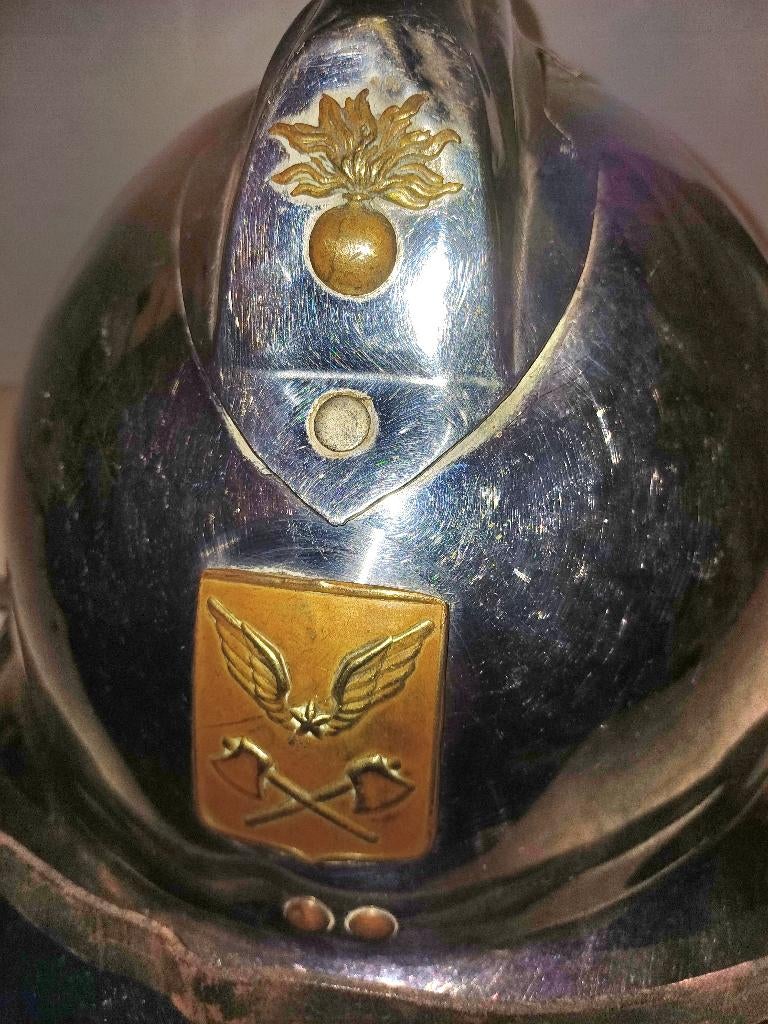 casque de pompier français (aérodromes )chromé, Enlèvement ou Envoi, Armée de l'air, Casque ou Béret
