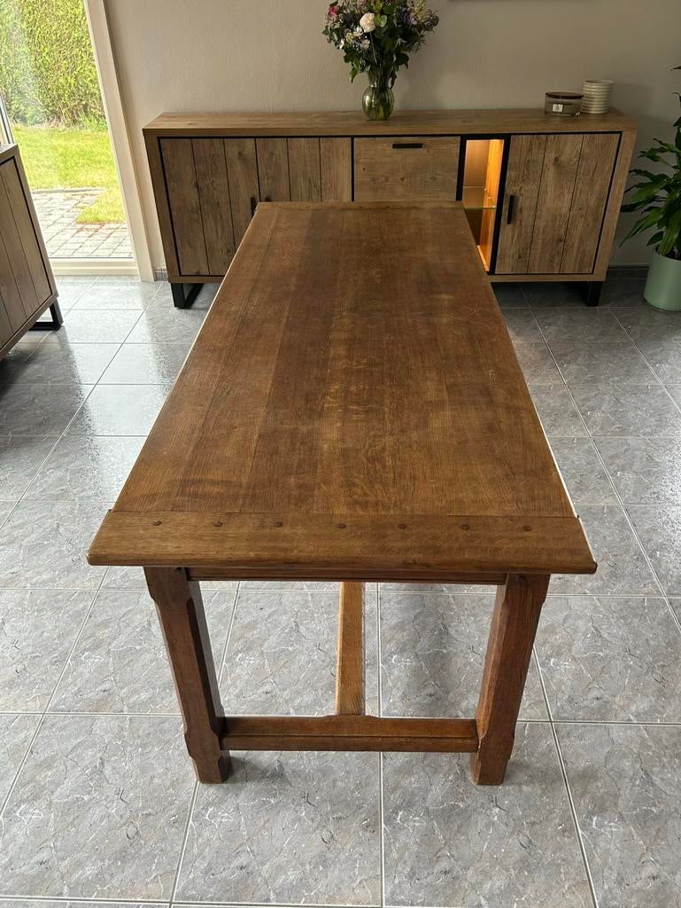 Table de ferme en chêne massif /Boerentafel in massief eiken, 150 à 200 cm, Cinq personnes ou plus, Type: Table de ferme, Comme neuf