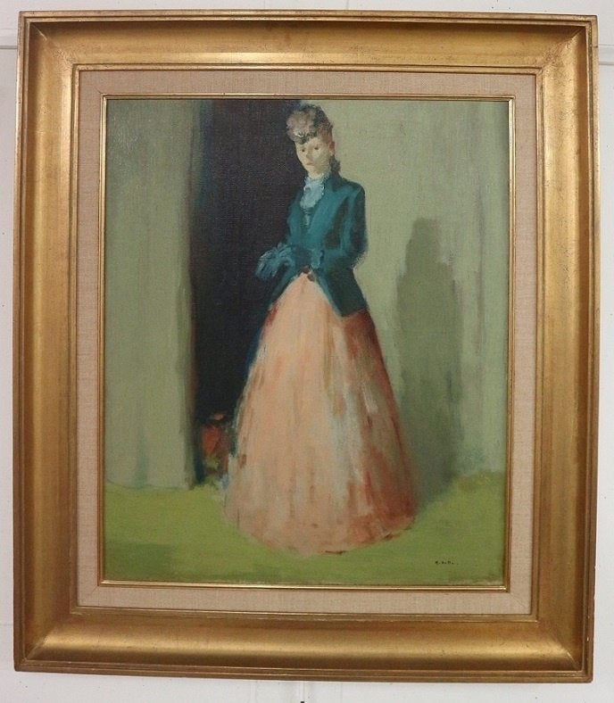 Martin BOLLÉ, de elegante dame, Doek, Portret of Personen, Impressionistisch, Ophalen of Verzenden
