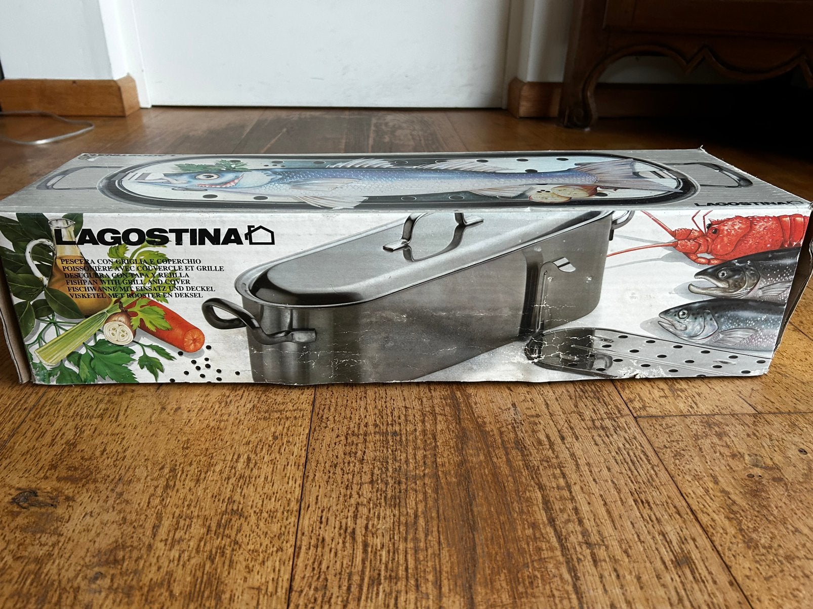 Poissonnière Lagostina, Inox, Enlèvement ou Envoi, Comme neuf, Casserole