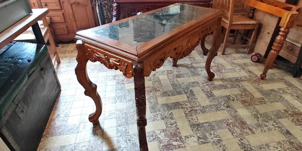 Bureau ancien et table murale en marbre 128 x 63 H 79, 63 cm, 128 cm, Enlèvement, Utilisé
