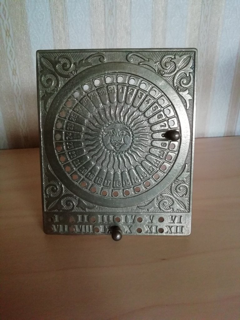 Koperen messing kalender maand- en dagaanduiding, Antiek en Kunst, Ophalen of Verzenden, Koper