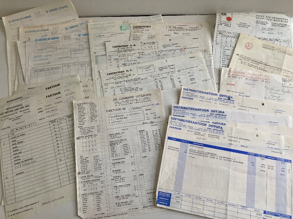 Lot oude facturen aankoop Strips ( Kuifje, Suske en Wiske,, Ophalen of Verzenden, Gebruikt, Overige typen