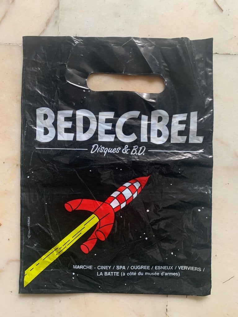 Ancien sac en plastique BEDECIBEL (Hergé)., Enlèvement ou Envoi, Comme neuf, Emballage
