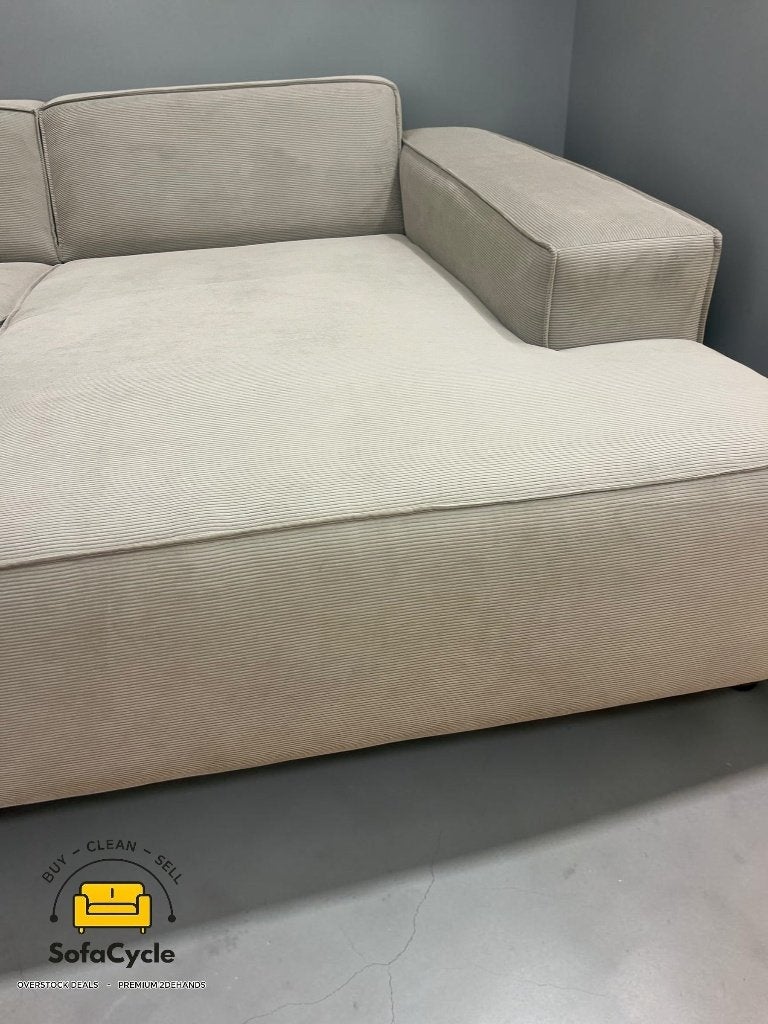 Quattro hoekzetel beige in fluweel, hoek R, Nieuw, Zonnestraat 223-229, 9600 Ronse, België, Info@sofacycle.be, SofaCycle VOF
