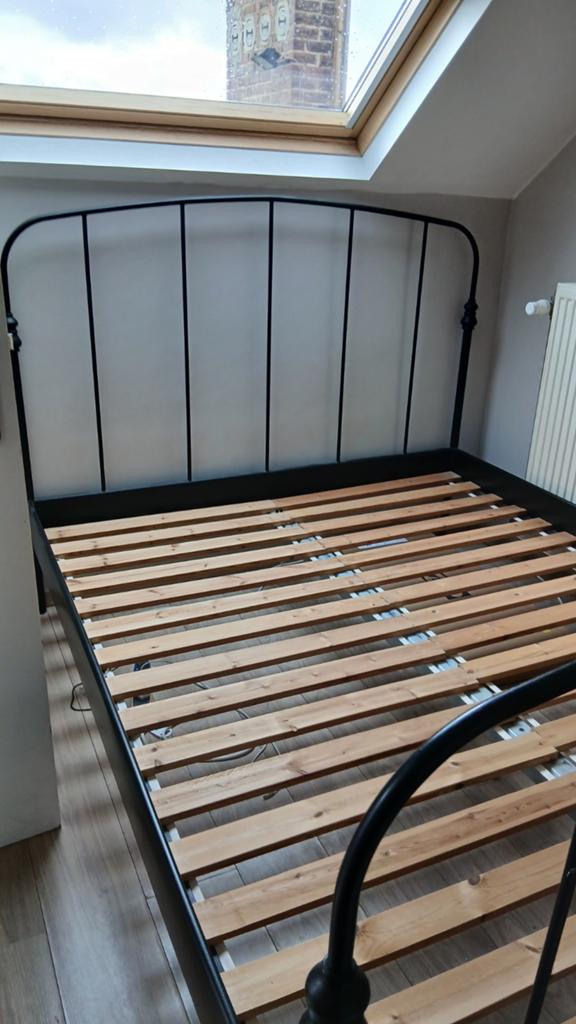 Lit 160x200cm métallique ikea Lillesand, Enlèvement, Noir