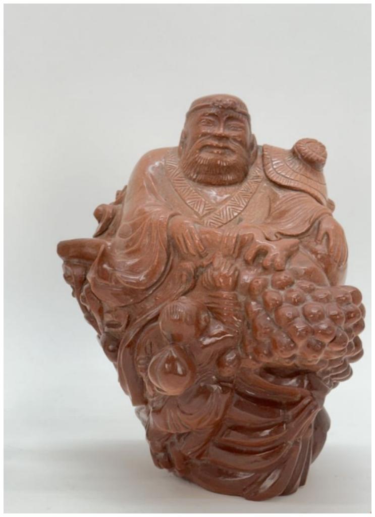 Boeddha met kind in massief goudsteen., Antiek en Kunst, Ophalen of Verzenden