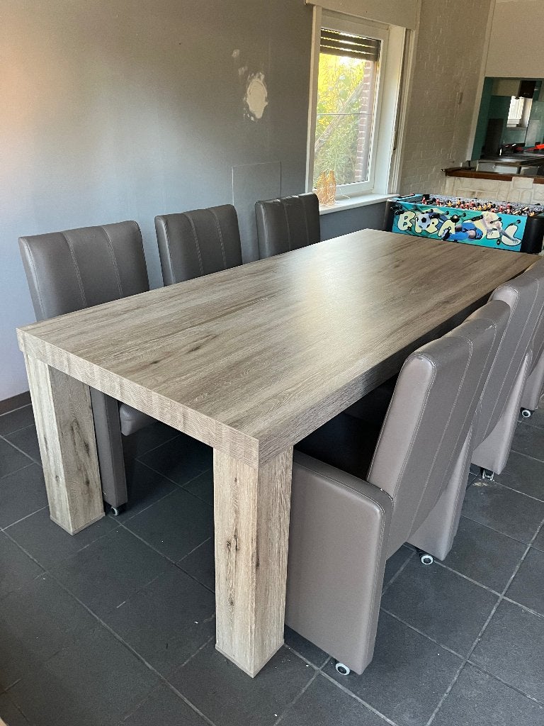 GRATIS Eetkamertafel 6p, Huis en Inrichting, Ophalen, Gebruikt, 100 tot 150 cm, 200 cm of meer