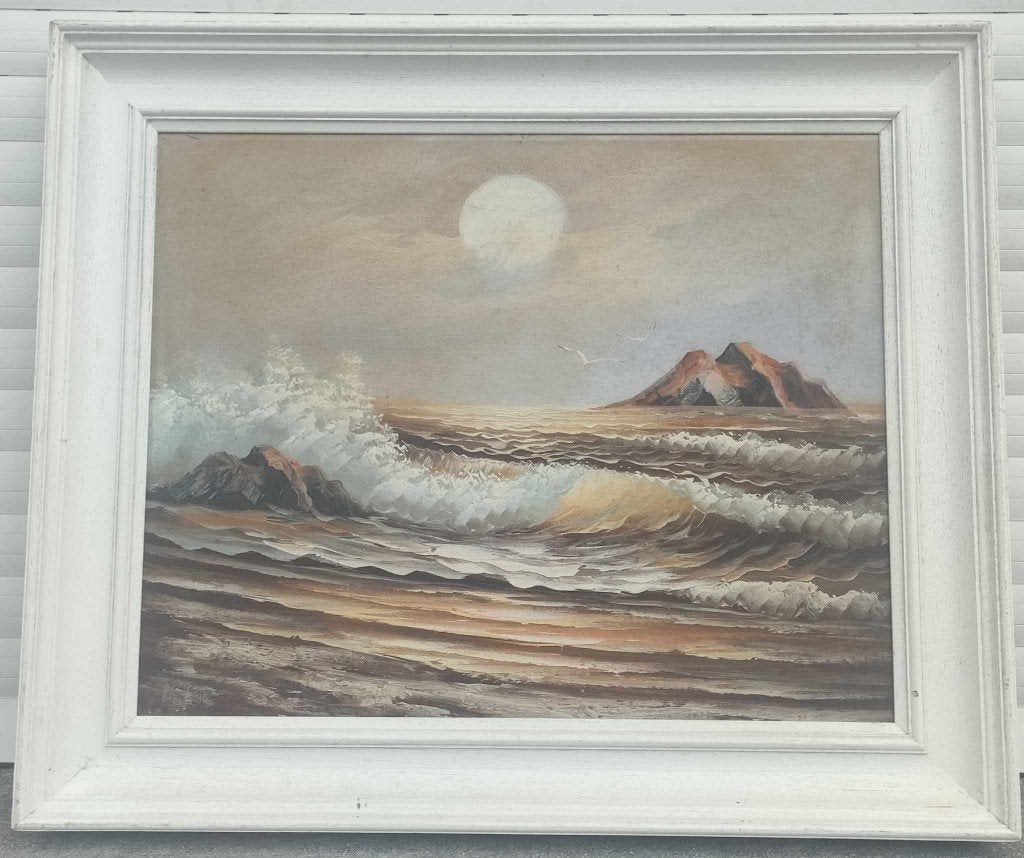 huile sur toile marine signe brenta 90, Antiquités & Art, Art | Peinture | Classique, Enlèvement ou Envoi
