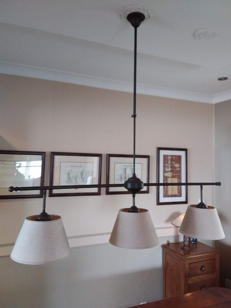 Landelijke 3-lichts hanglamp 120 cm, Huis en Inrichting, Ophalen, Zo goed als nieuw, Overige materialen, E27 (groot)