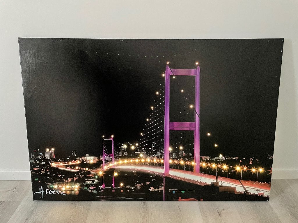 Tableau 1.2mx0.8m sur toile avec LEDs, Ophalen