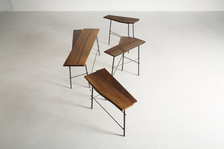 Salontafel notelaar & metaal Heerenhuis, Minder dan 50 cm, 50 tot 100 cm, Nieuw, Overige vormen