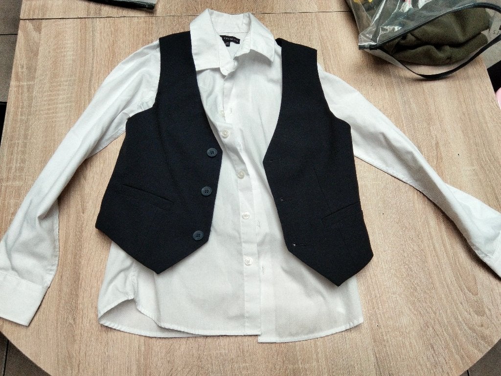 Hemdje met blazer maat 128, Ophalen of Verzenden, Zo goed als nieuw, Jongen, Overhemd of Blouse