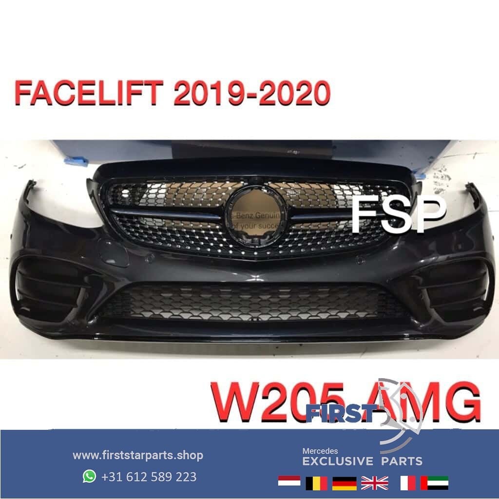 W205 Facelift AMG Voorbumper compleet Mercedes C Klasse 2019, Gebruikt, -, Voor, Ophalen of Verzenden