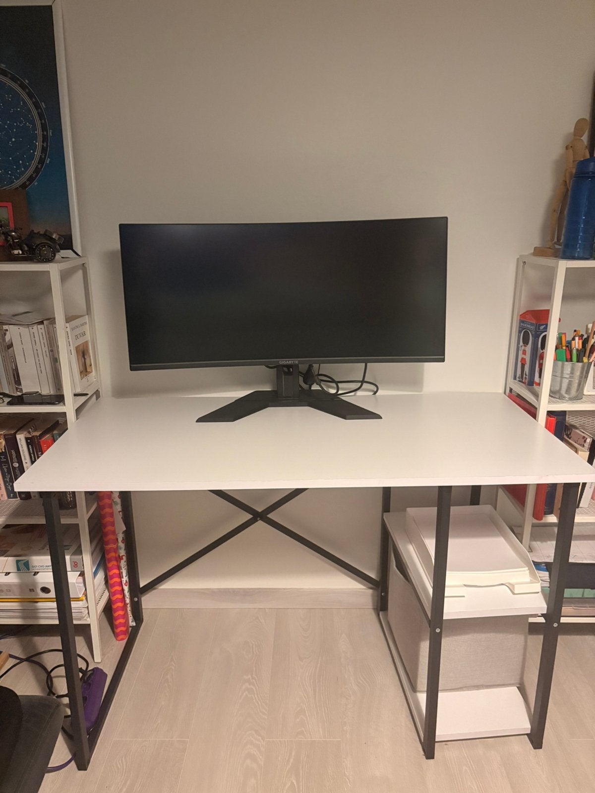 Office / Computer Desk (120x60) - Metal Frame with Shelves, Maison & Meubles, Bureaux, Enlèvement, Comme neuf, 60 cm, 120 cm