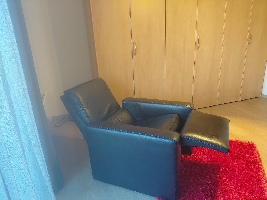 Lederen relaxzetel, Ophalen, Eenpersoons, Leer, Zo goed als nieuw