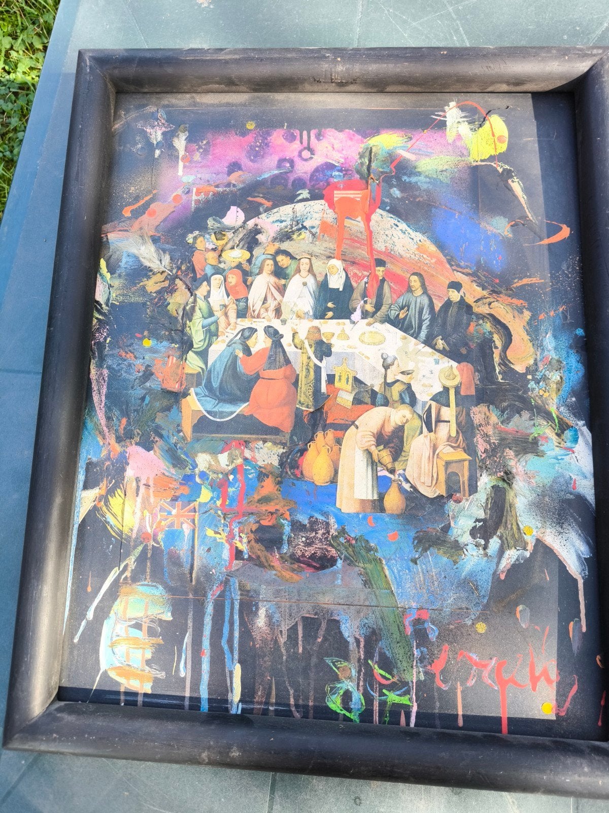 4 collages peintures de Pascal Courcelles, Antiquités & Art, Enlèvement