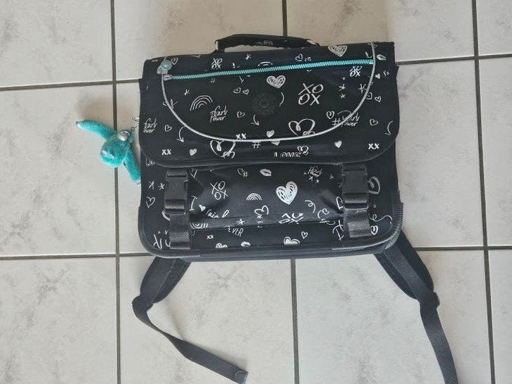 Schooltas, Gebruikt, Rugtas, Zwart, 30 tot 40 cm