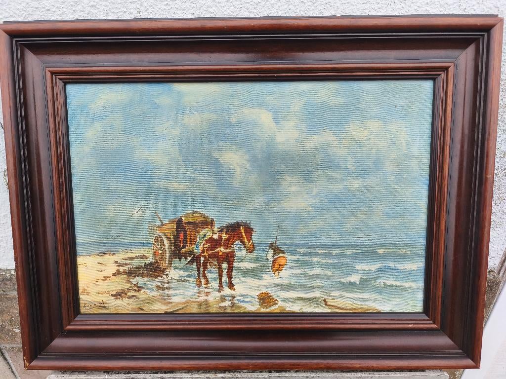 Huile sur toile pêcheur signe Raymond vaccaninem, Enlèvement ou Envoi