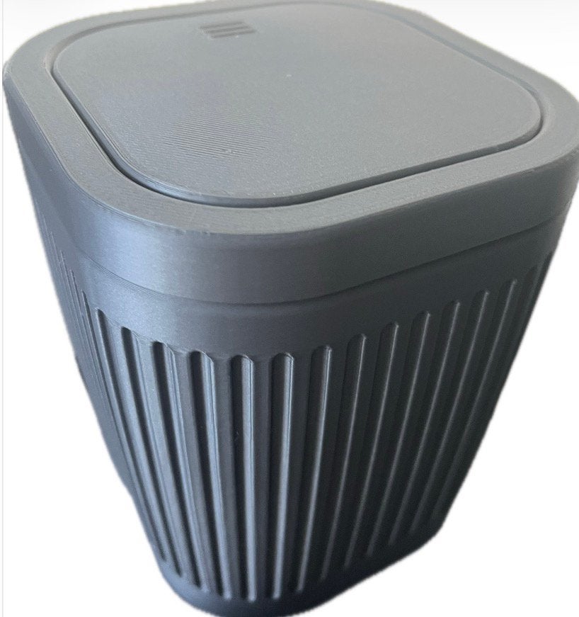 3D geprinte mini prullenbak / bureau prullenbak grijs, À pédale, Moins de 10 litres, Comme neuf, Synthétique
