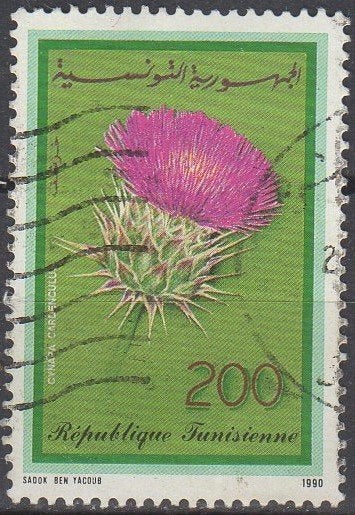 Tunesië - Distel - 1990, Postzegels en Munten, Ophalen of Verzenden, Tunesië, Gestempeld