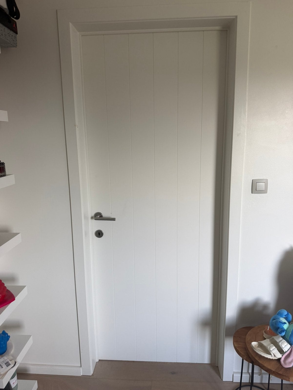Witte binnendeur met strepjes 210 cm hoog op 82cm breed 5, Doe-het-zelf en Bouw, Ophalen, Gebruikt, Binnendeur