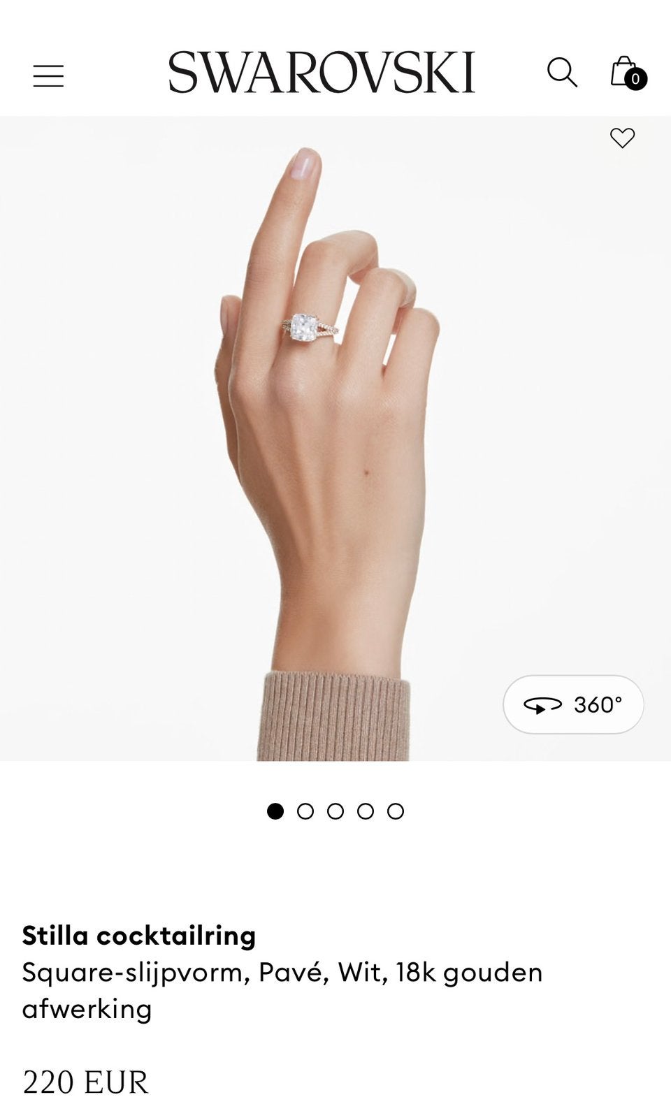 Swarovski ring, Handtassen en Accessoires, Ophalen, Zo goed als nieuw