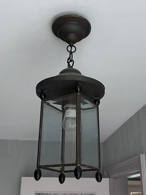 koperen suspensie, Ophalen, Gebruikt, Glas, Ancien