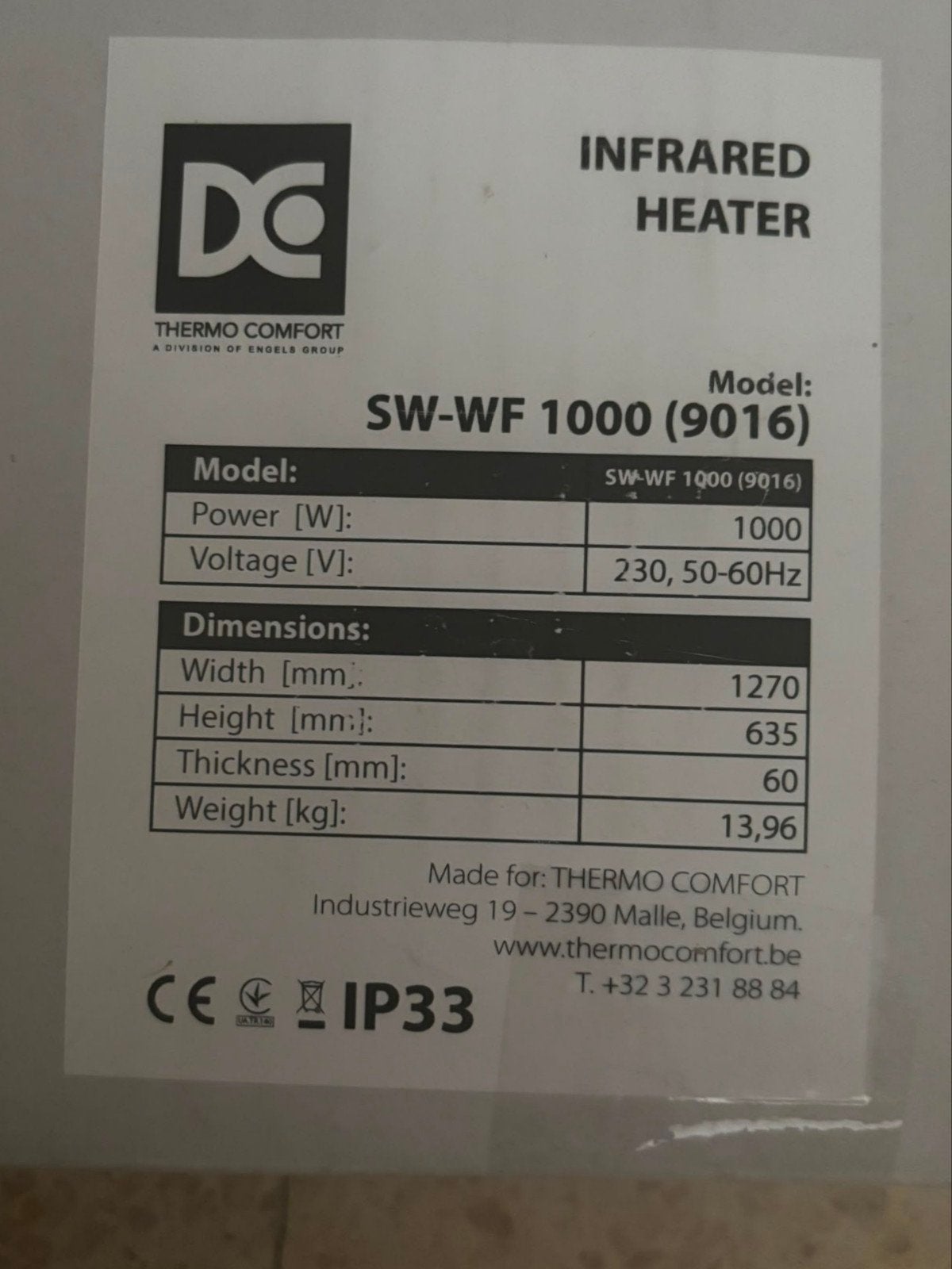 Infrarood verwarming nieuw !, Ophalen, 30 tot 80 cm, Radiator, Nieuw