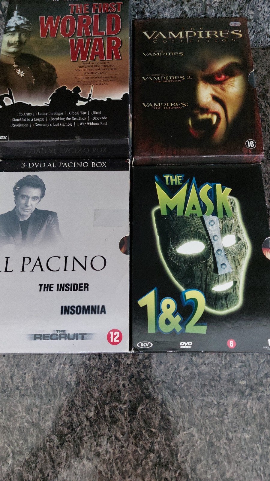 Dvd boxen Thrillers Oorlog Horror Komedie

Dvd Box Al Pacino, Ophalen of Verzenden, Horror