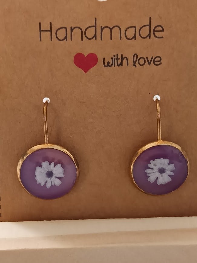 Boucles d'oreilles art.067, Bijoux, Sacs & Beauté, Boucles d'oreilles, Neuf, Enlèvement ou Envoi, Autres matériaux, Violet