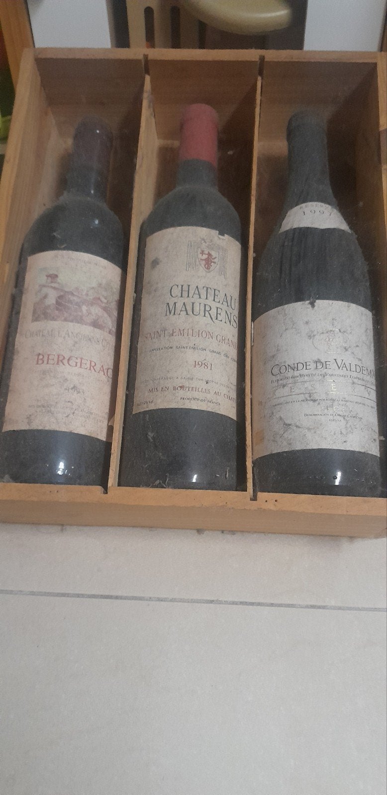 3flessen oudewijn,1bergerac 1993,1 chateau maurens 1981,, Verzamelen, Ophalen