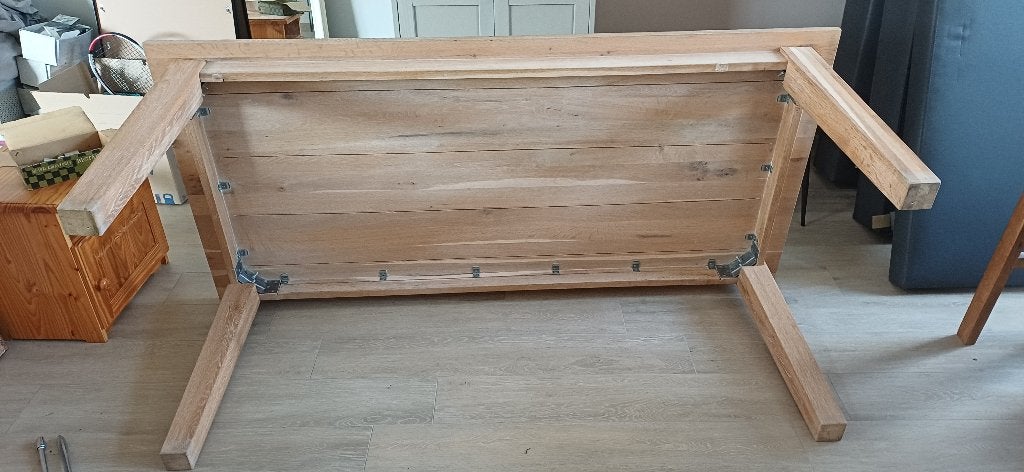 Eettafel massief hout, Ophalen, Landelijk, tijdloss, 200 cm of meer, 50 tot 100 cm