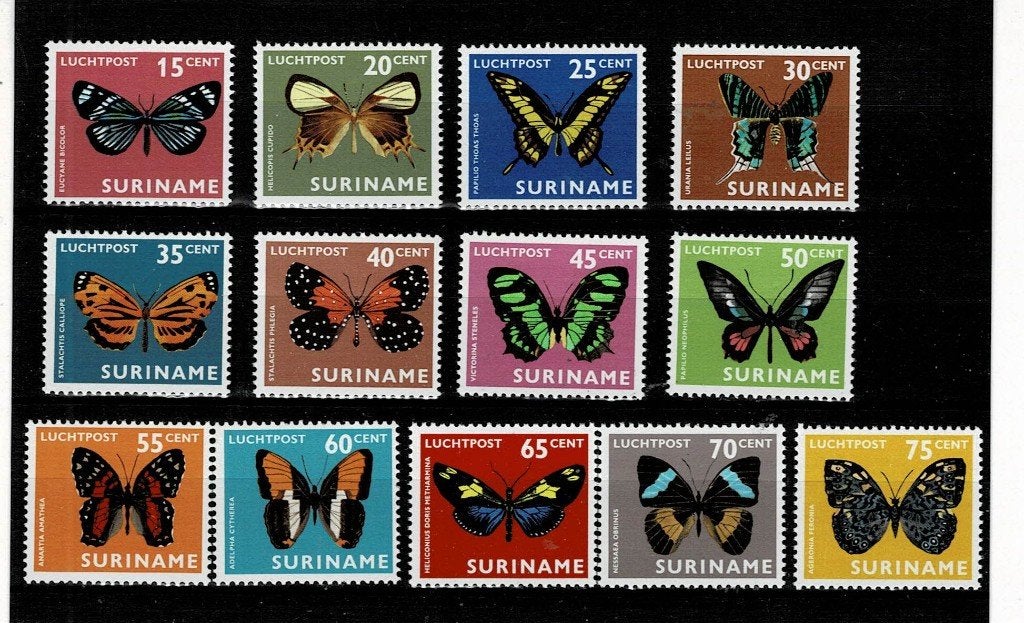 AMÉRIQUE SURINAME PAPILLONS 13 TIMBRES NEUFS - VOIR SCAN, Enlèvement, Non oblitéré, Amérique du Sud