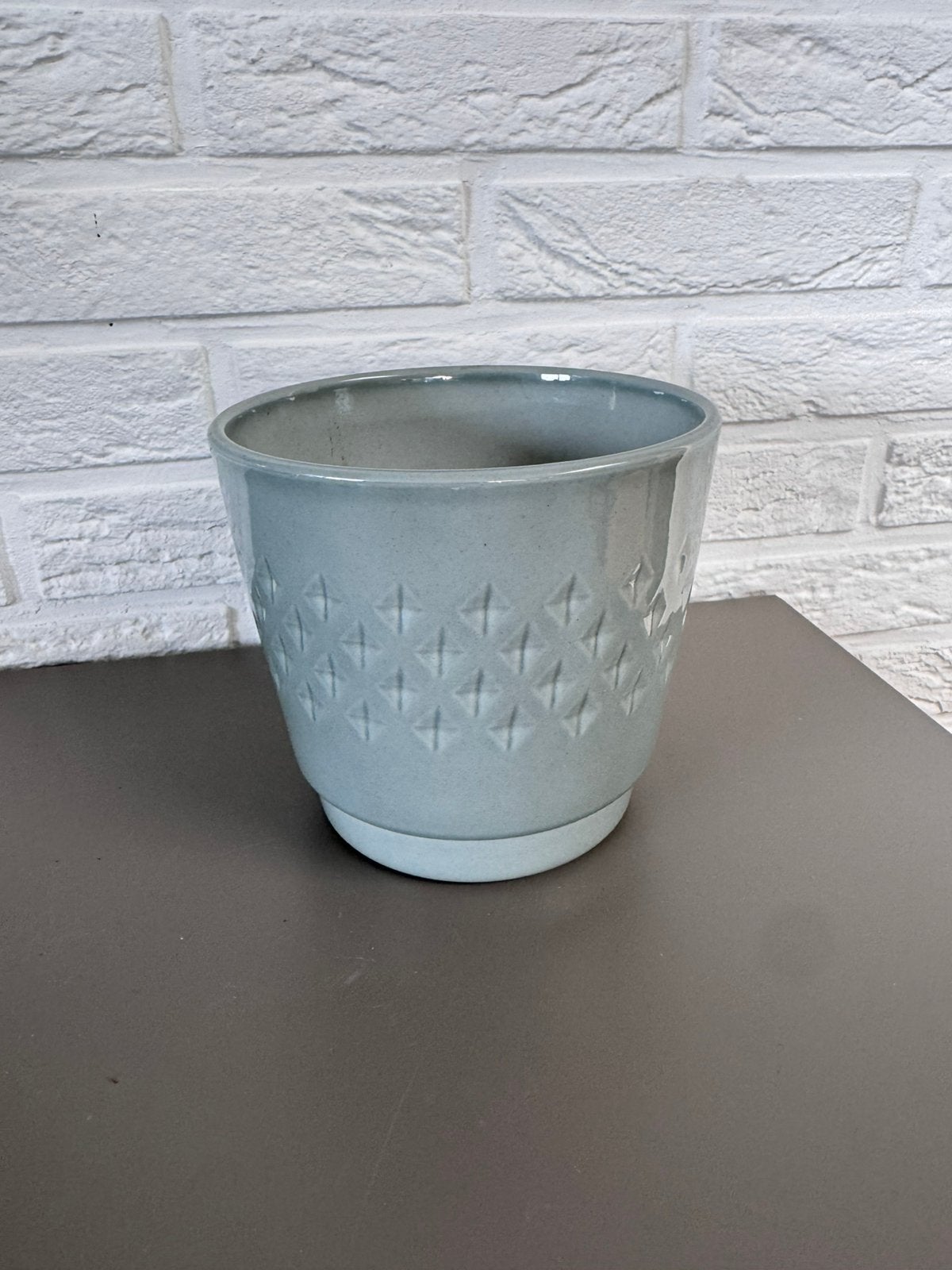 Cache-pot en céramique bleu-gris, Jardin & Terrasse, Pots de fleurs, Moins de 25 cm, Comme neuf, Enlèvement, Intérieur