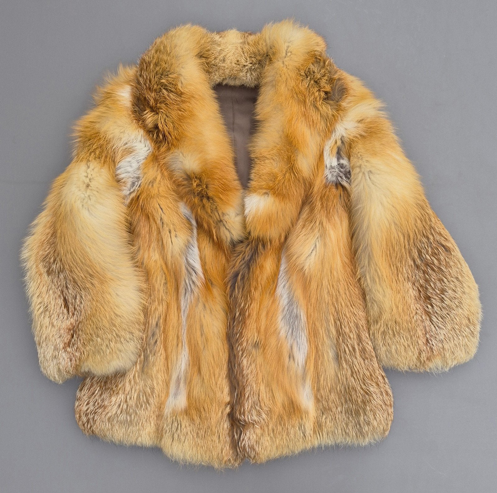 Echte bontjas Vintage, Ophalen, Gedragen, Maat 38/40 (M), Beige