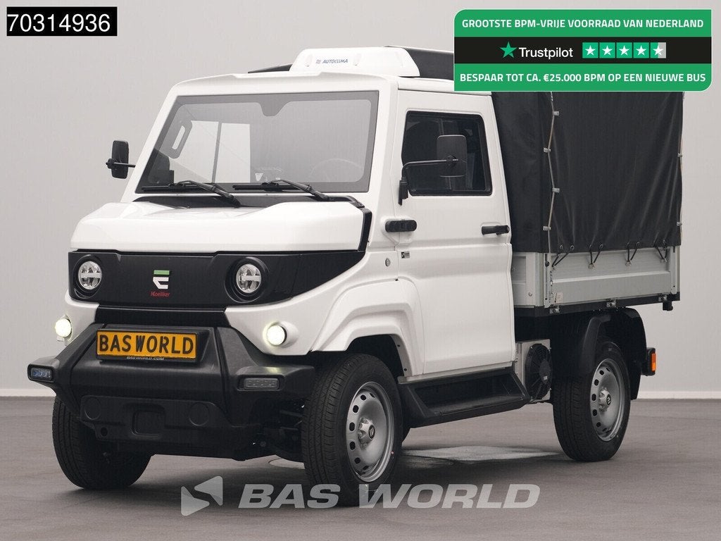 EVUM Motors aCar 4x4 100% Elektrisch 23kWh Open Laadbak Huif, Stof, 4x4, Wit, 1500 kg