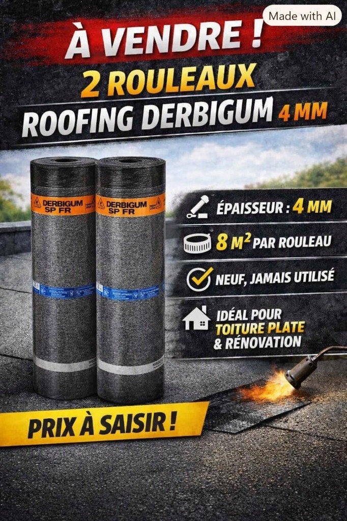 ***Rouleau Derbigum SP FR ***, Bricolage & Construction, Enlèvement, Neuf, Noir, Membrane goudronnée