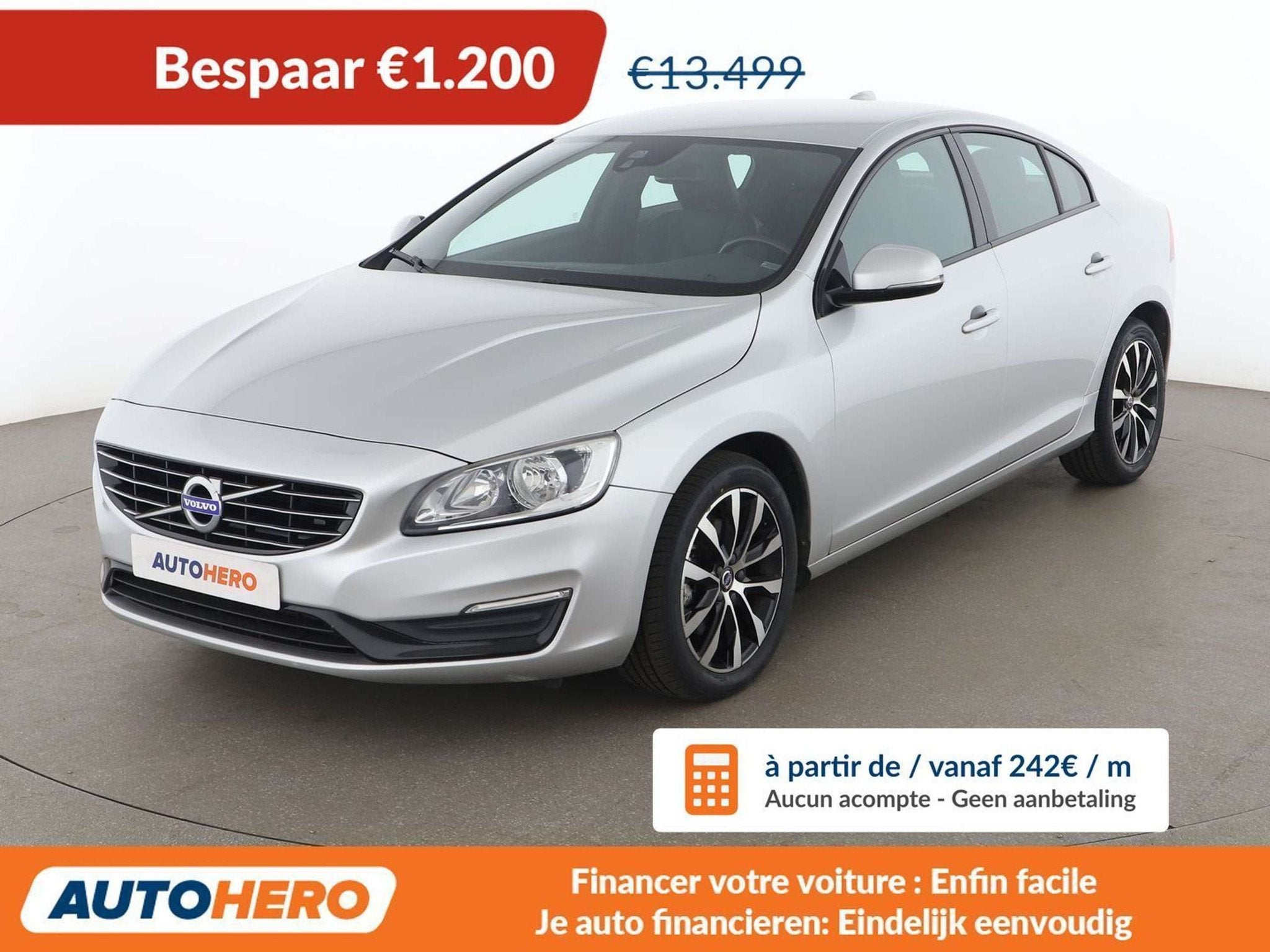 Volvo S60 2.0 D2 Linje Svart (année de construction 2018), Autos, Cuir, Argent ou Gris, Achat, 4 portes