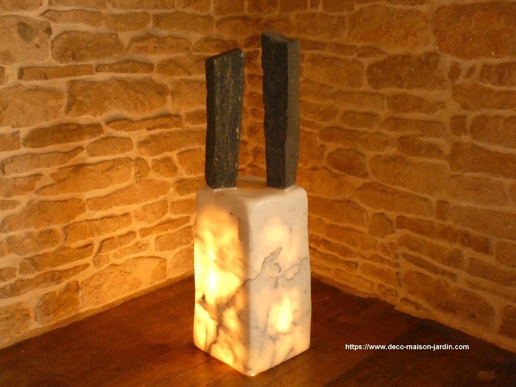 Sculpture en Marbre et Serpentine - Luminaire, Antiquités & Art, Envoi