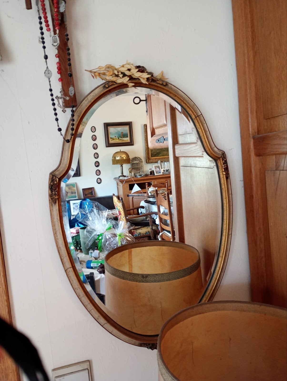 spiegel oud met goud gekleurd kader, Antiek en Kunst, Ophalen