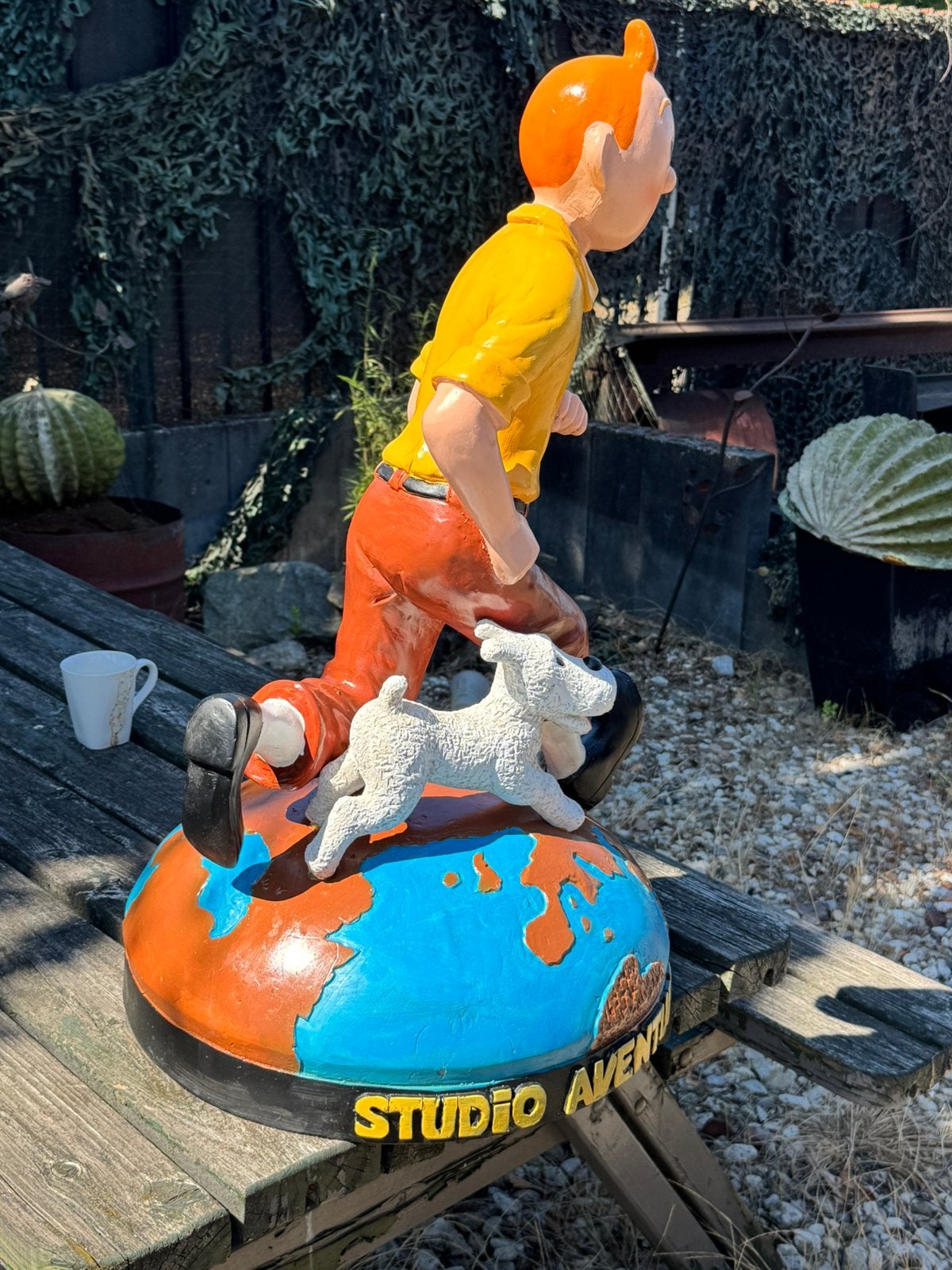 Grande statue de Tintin et Bobby, Enlèvement, Tintin, Utilisé, Statue ou Figurine
