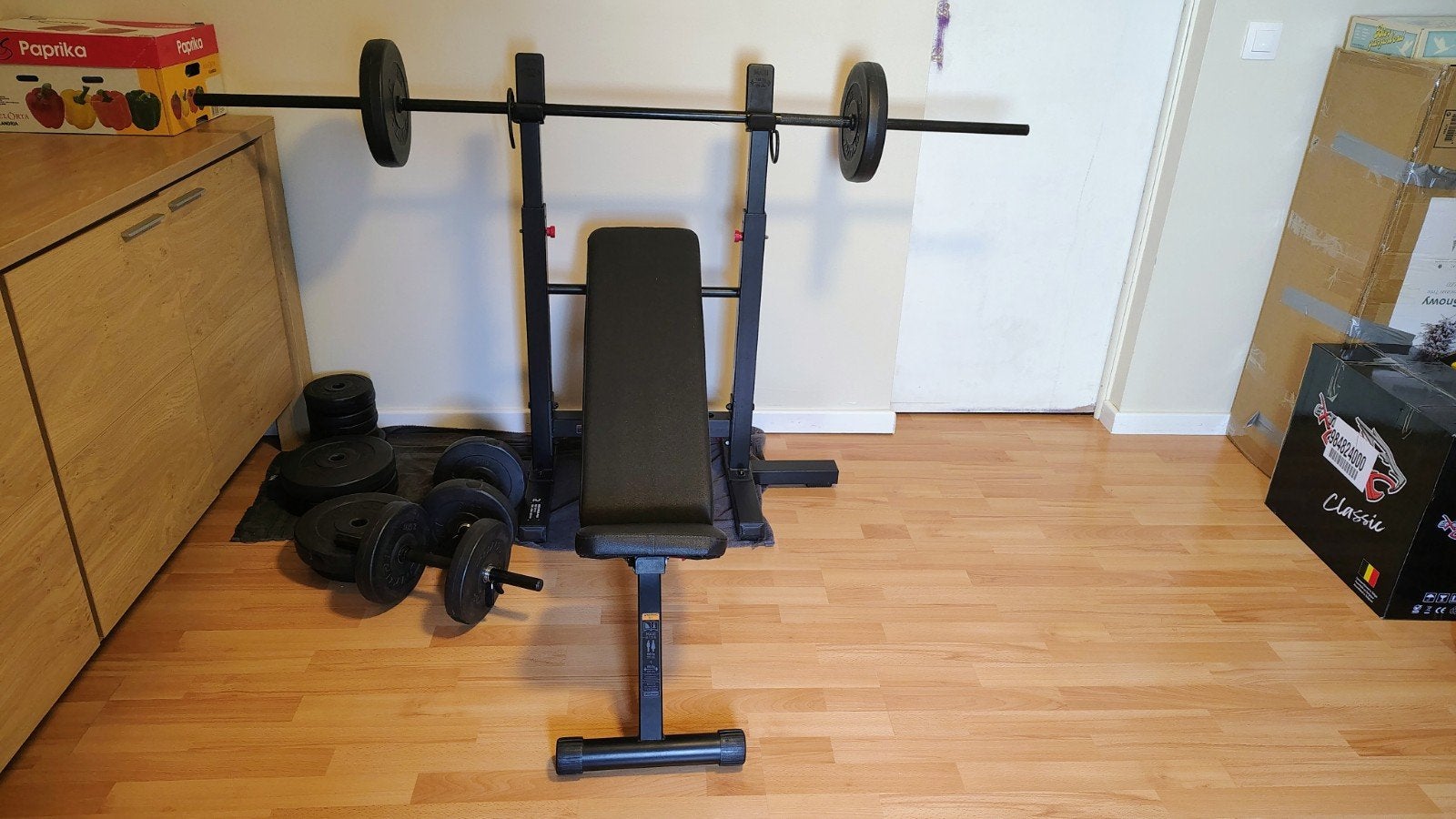 fitness bank + gewichten decathlon., Ophalen, Fitnessbank