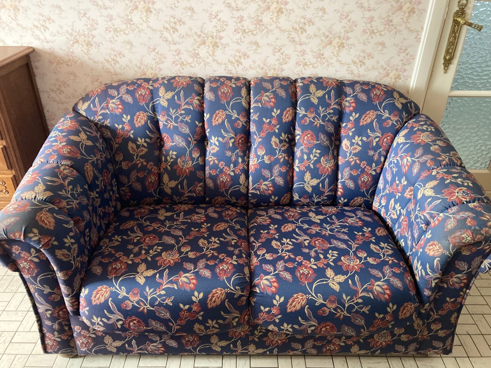 Tweezit bloemig motief, Ophalen, Gebruikt, 150 tot 200 cm, Vintage