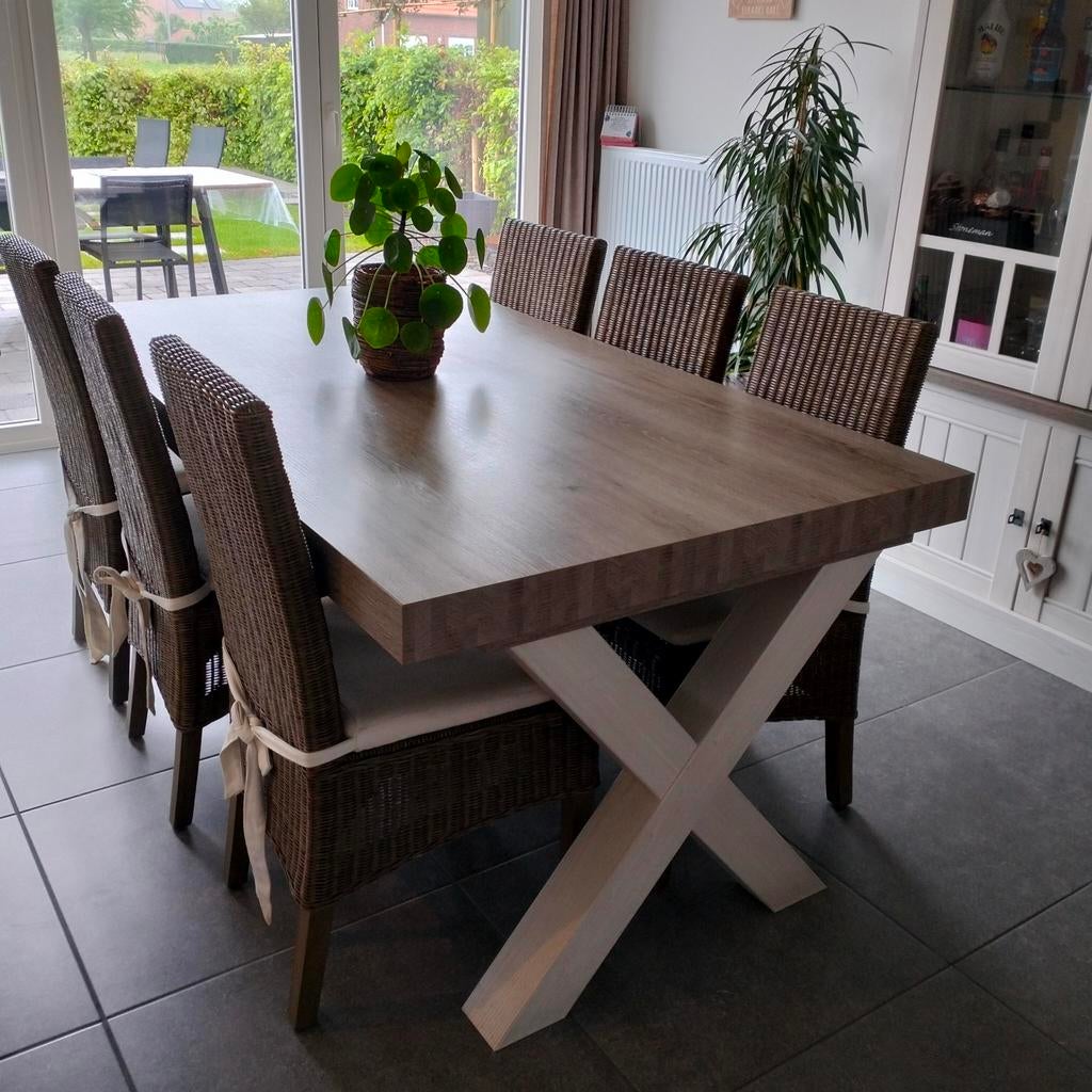 Volledige eetkamer met salontafel en tv meubel, Maison & Meubles, Salles à manger complètes, Enlèvement, Comme neuf, Landelijk
